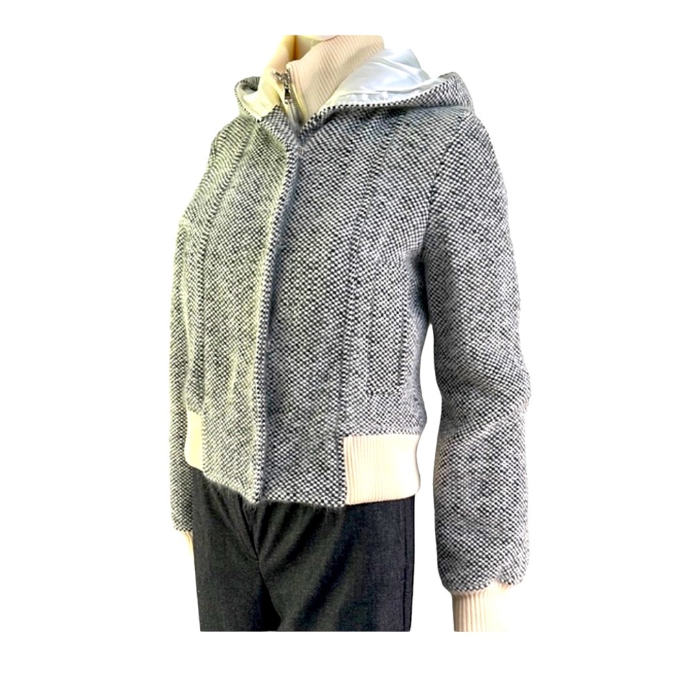 KULSON black & off white tweed hooded jacket, size 42EU, NWT